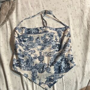 Blue and White Women's going out Halter Top
